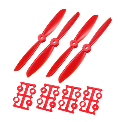 uxcell Uxcell RC Propellers  C 6045 6x4.5 Inch 2-Vane Quadcopter for Airplane Toy, Nylon Red 2 Pairs with Adapter Rings