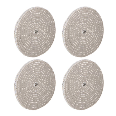 uxcell Uxcell 6-Inch Buffing Polishing Pad Wheel Cotton for Manifold Aluminum Stainless Steel Chrome 4 Pcs