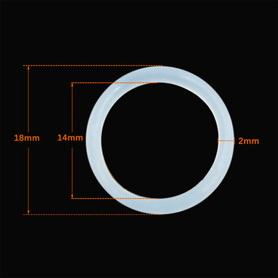 Harfington Silicone O-Rings, 18mm OD 14mm ID 2mm Width VMQ Seal Gasket for Compressor Valves Pipe Repair, White, Pack of 100