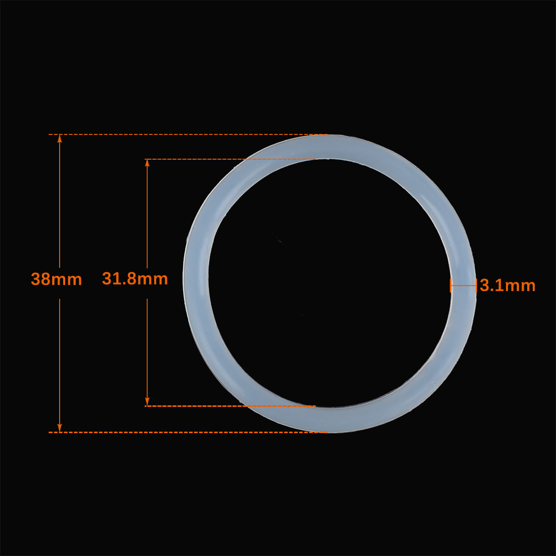 Harfington Silicone O-Rings, 38mm OD 31.8mm ID 3.1mm Width VMQ Seal Gasket for Compressor Valves Pipe Repair, White, Pack of 50