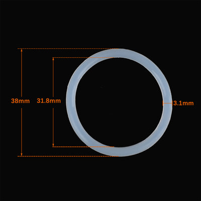 Harfington Silicone O-Rings, 38mm OD 31.8mm ID 3.1mm Width VMQ Seal Gasket for Compressor Valves Pipe Repair, White, Pack of 50