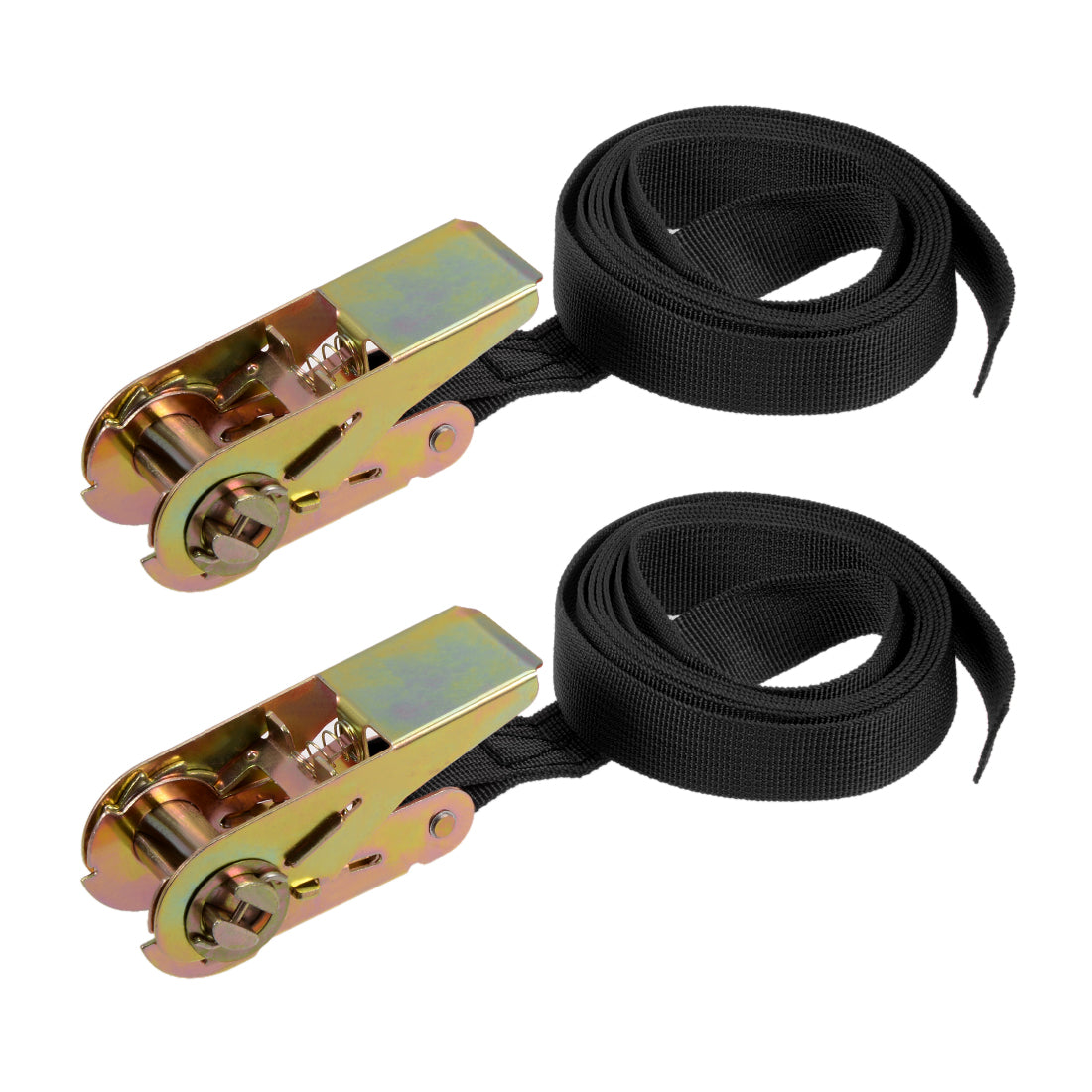 uxcell Uxcell 2Mx25mm Ratchet Tie Down Strap Cargo Lashing Straps 250Kg Work Load, Black, 2Pcs