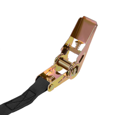 Harfington Uxcell 10Mx25mm Ratchet Tie Down Strap Cargo Lashing Straps 250Kg Work Load, Black, 2Pcs