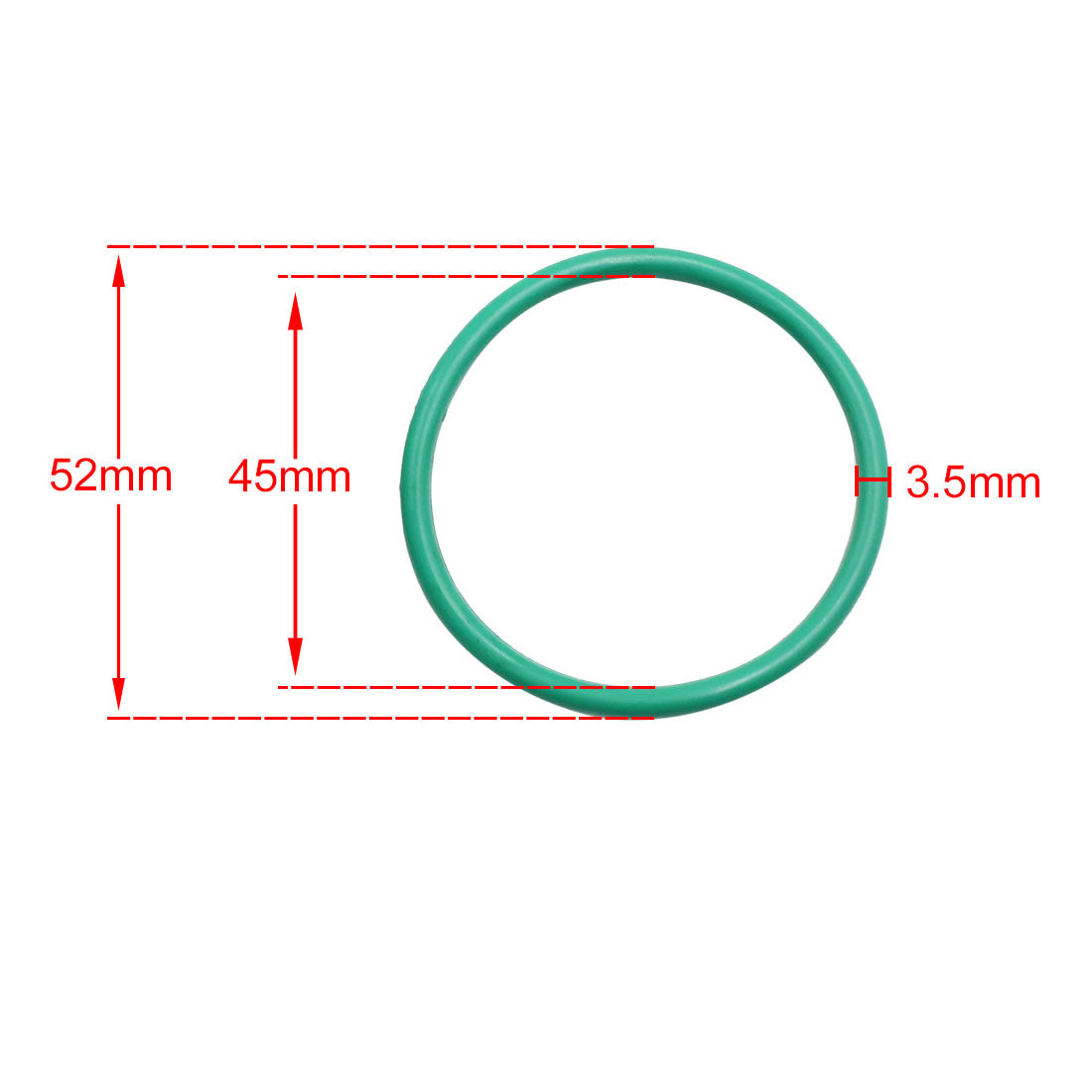 Harfington Fluorine Rubber O-Rings, 52mm OD 45mm ID 3.5mm Width FKM Seal Gasket for Machinery Plumbing, Green, Pack of 2