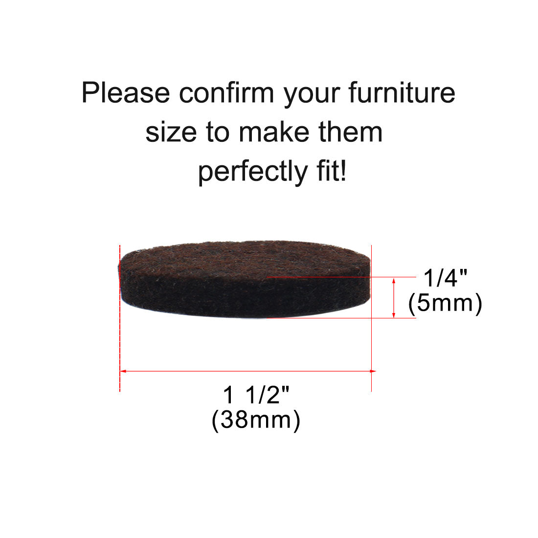 uxcell Uxcell Felt Pads Round Dia 1 1/2" Self Stick Desk Leg Pad Floor Protector Brown, 60pcs