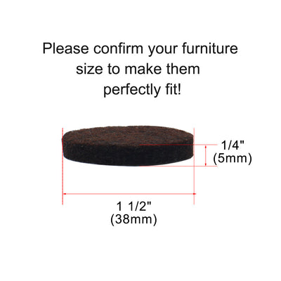 Harfington Uxcell Felt Pads Round Dia 1 1/2" Self Stick Desk Leg Pad Floor Protector Brown, 60pcs