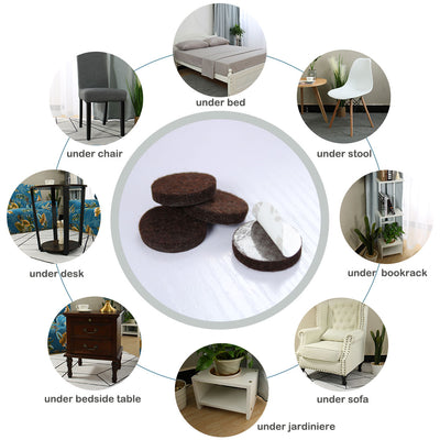 Harfington Uxcell Felt Pads Round Dia 1 1/2" Self Stick Desk Leg Pad Floor Protector Brown, 60pcs