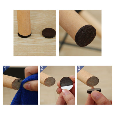 Harfington Uxcell Felt Pads Round Dia 1 1/2" Self Stick Desk Leg Pad Floor Protector Brown, 60pcs