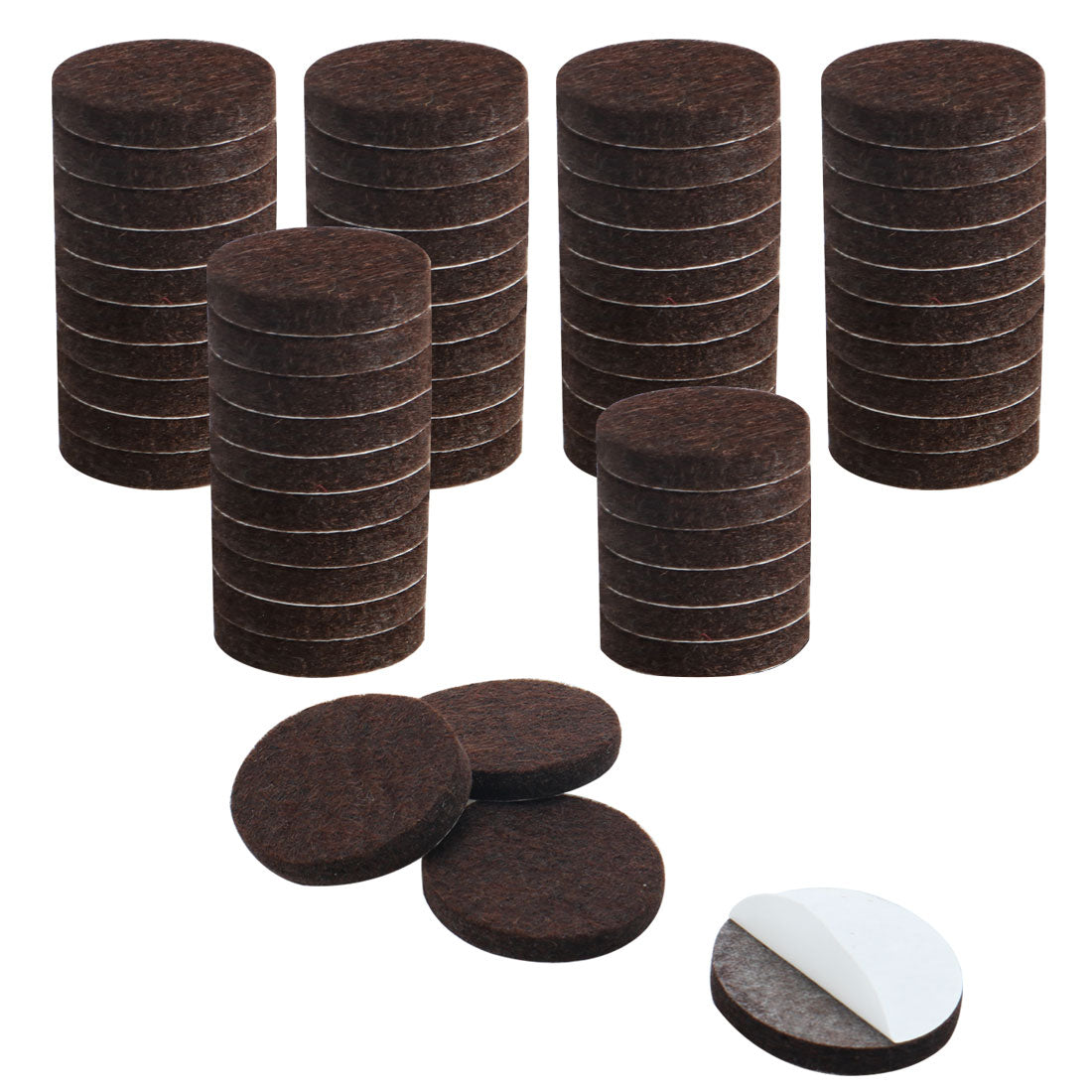 uxcell Uxcell Felt Pads Round Dia 1 1/2" Self Stick Desk Leg Pad Floor Protector Brown, 60pcs