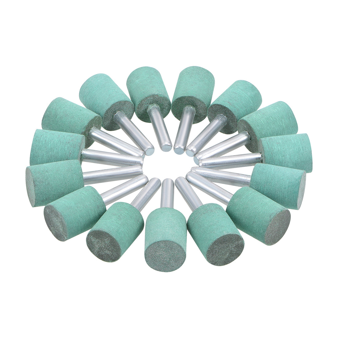 Harfington 18mm Rubber Mounted Points Cylinder with 1/4-inch Shank Polishing Buffing Wheels for Rotary Tools Green 15 Pcs