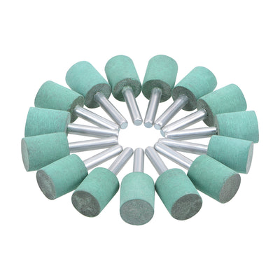 Harfington 18mm Rubber Mounted Points Cylinder with 1/4-inch Shank Polishing Buffing Wheels for Rotary Tools Green 15 Pcs