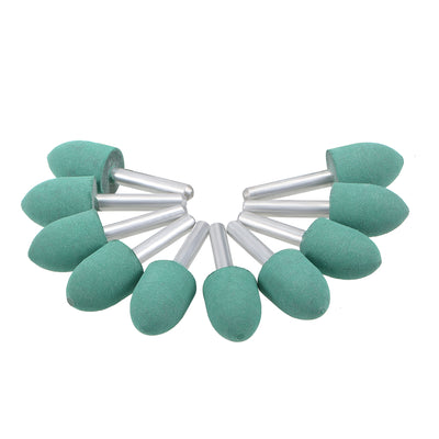 Harfington 18mm Rubber Mounted Points Tapered with 1/4-inch Shank Polishing Buffing Wheels for Rotary Tools Green 10 Pcs