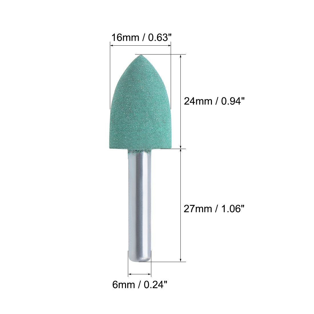 Harfington 16mm Rubber Mounted Points Tapered with 1/4-inch Shank Polishing Buffing Wheels for Rotary Tools Green 5 Pcs