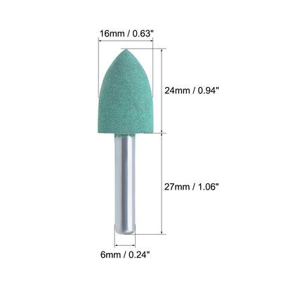 Harfington 16mm Rubber Mounted Points Tapered with 1/4-inch Shank Polishing Buffing Wheels for Rotary Tools Green 5 Pcs