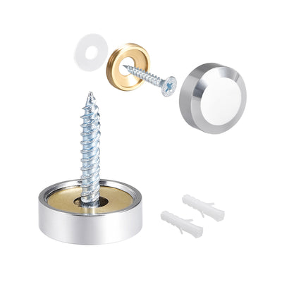 Harfington Uxcell Mirror Screws Decorative Cap Cover Nails Polished Stainless Steel 8pcs