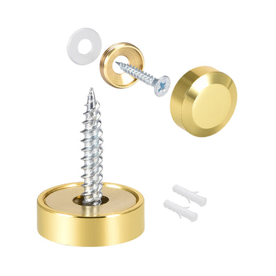 Harfington Uxcell Mirror Screws Decorative Cap Cover Nails Polished Stainless Steel 8pcs