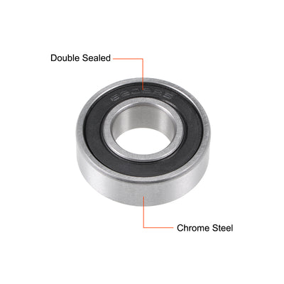 Harfington 6202-16-2RS Deep Groove Ball Bearing 16x35x11mm Double Sealed Chrome Steel Z2 Lever Bearings