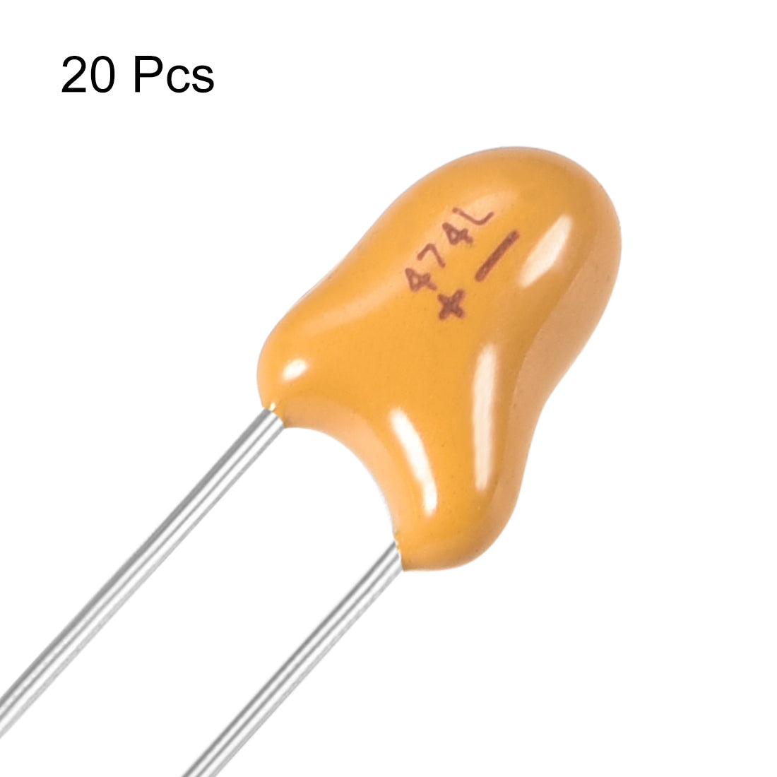 Harfington 0.47uF Tantalum Capacitor, 35V 2 Pin Yellow Radial Dipped Tantalum Bead Capacitors 20pcs