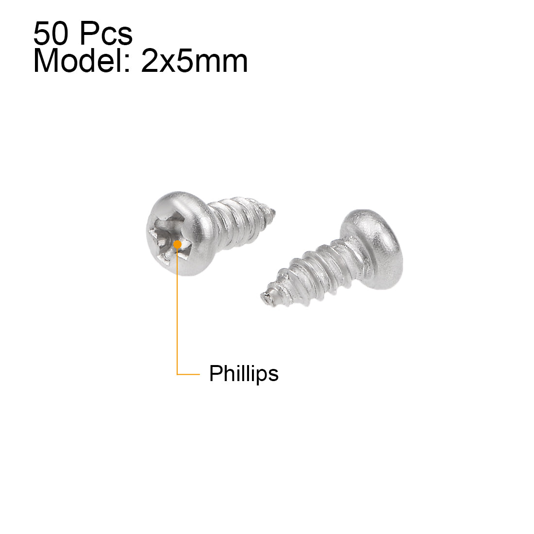 Harfington Self Tapping Screws Phillips Pan Head Screw 316 Stainless Steel Fasteners Bolts 50 Pcs