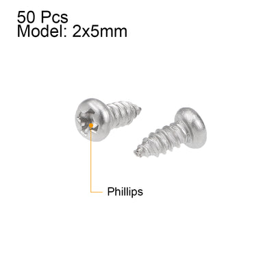 Harfington Self Tapping Screws Phillips Pan Head Screw 316 Stainless Steel Fasteners Bolts 50 Pcs