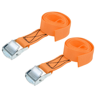 Harfington 0.8M x 25mm Lashing Strap Cargo Tie Down Straps w Cam Lock Buckle 250Kg Work Load, Orange, 2 Pcs