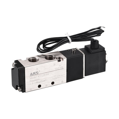 Harfington 4V110-06 Pneumatic Air Electrical Control Solenoid Valve DC 12V 5 Way 2 Position 1/8" PT Internally Single Piloted Acting Type