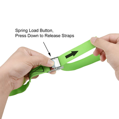 Harfington Uxcell Lashing Strap 1" x 7' Cargo Tie Down Straps with Cam Lock Buckle Up to 551lbs Green 2pcs