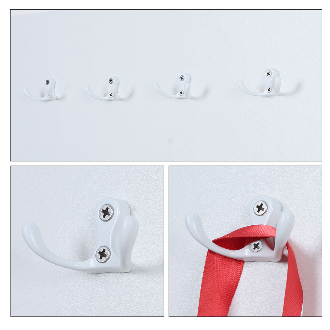 uxcell Uxcell Home Dual Hooks Zinc Alloy Scarf Double Robe Hooks Cloth Holder w Screws