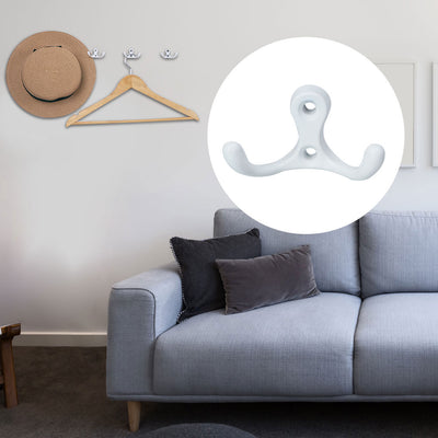 Harfington Uxcell Home Dual Hooks Zinc Alloy Scarf Double Robe Hooks Cloth Holder w Screws