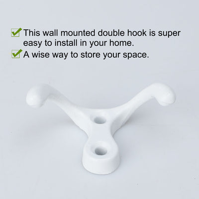 Harfington Uxcell Home Dual Hooks Zinc Alloy Scarf Double Robe Hooks Cloth Holder w Screws