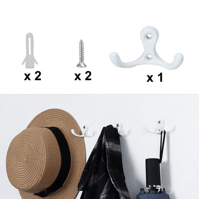 Harfington Uxcell Home Dual Hooks Zinc Alloy Scarf Double Robe Hooks Cloth Holder w Screws
