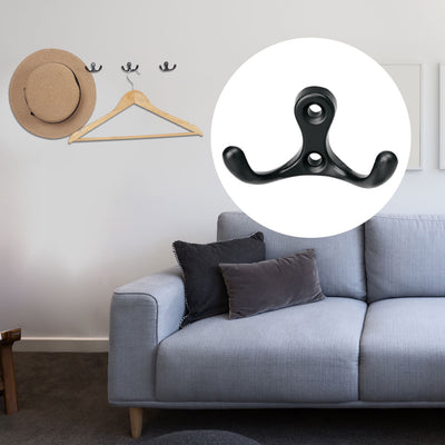 Harfington Uxcell Home Dual Hooks Zinc Alloy Scarf Double Robe Hooks Cloth Holder w Screws