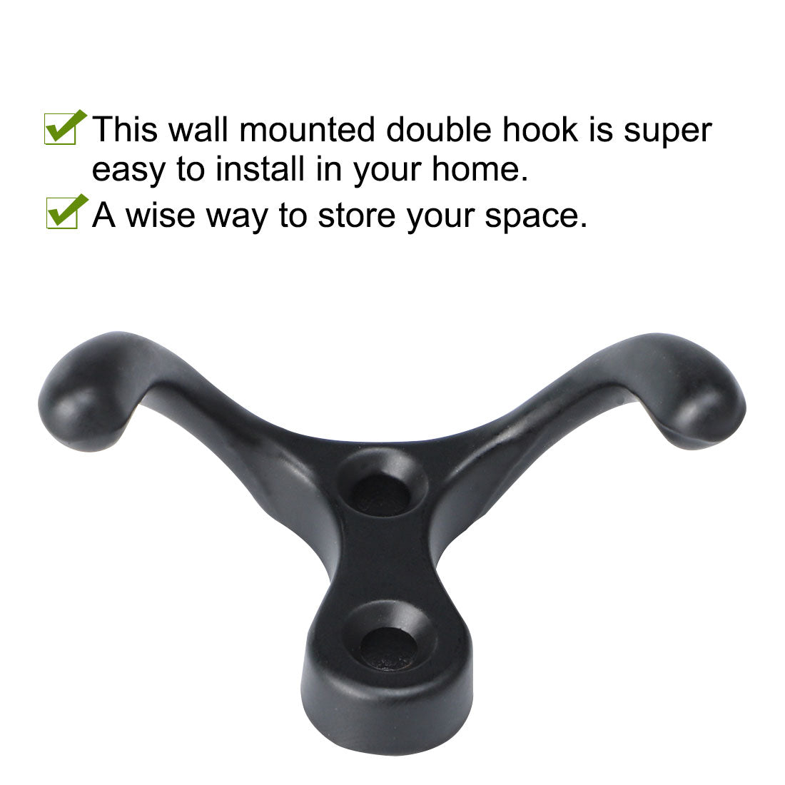 uxcell Uxcell Home Dual Hooks Zinc Alloy Scarf Double Robe Hooks Cloth Holder w Screws