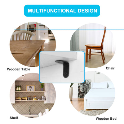Harfington Uxcell Angle Bracket Metal Black Corner Brace Fastener Shelf Support w Screws, 12pcs