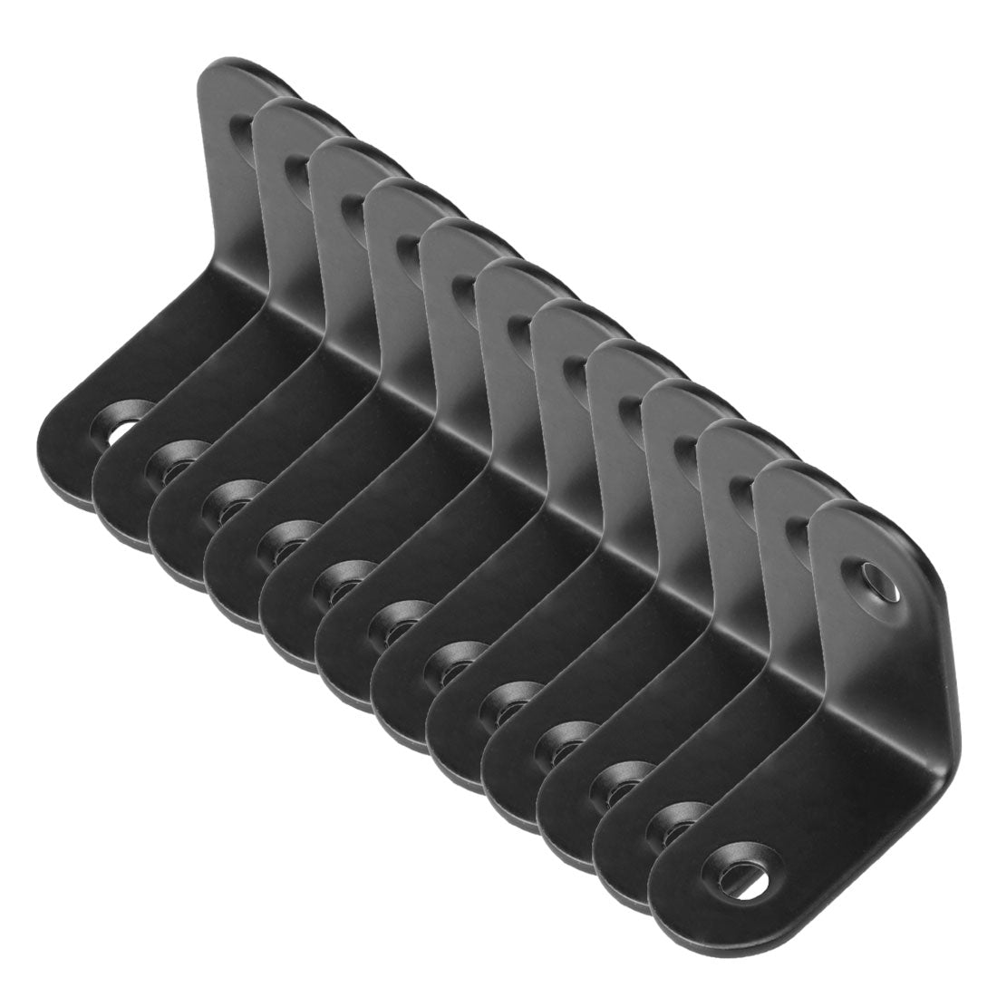 uxcell Uxcell Angle Bracket Metal Black Corner Brace Fastener Shelf Support w Screws, 12pcs