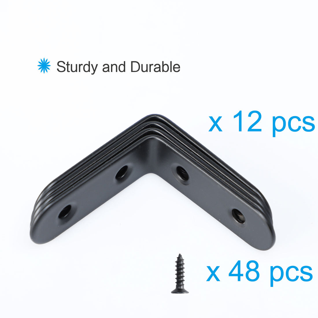 uxcell Uxcell Angle Bracket Metal Black Corner Brace Fastener Shelf Support w Screws, 12pcs