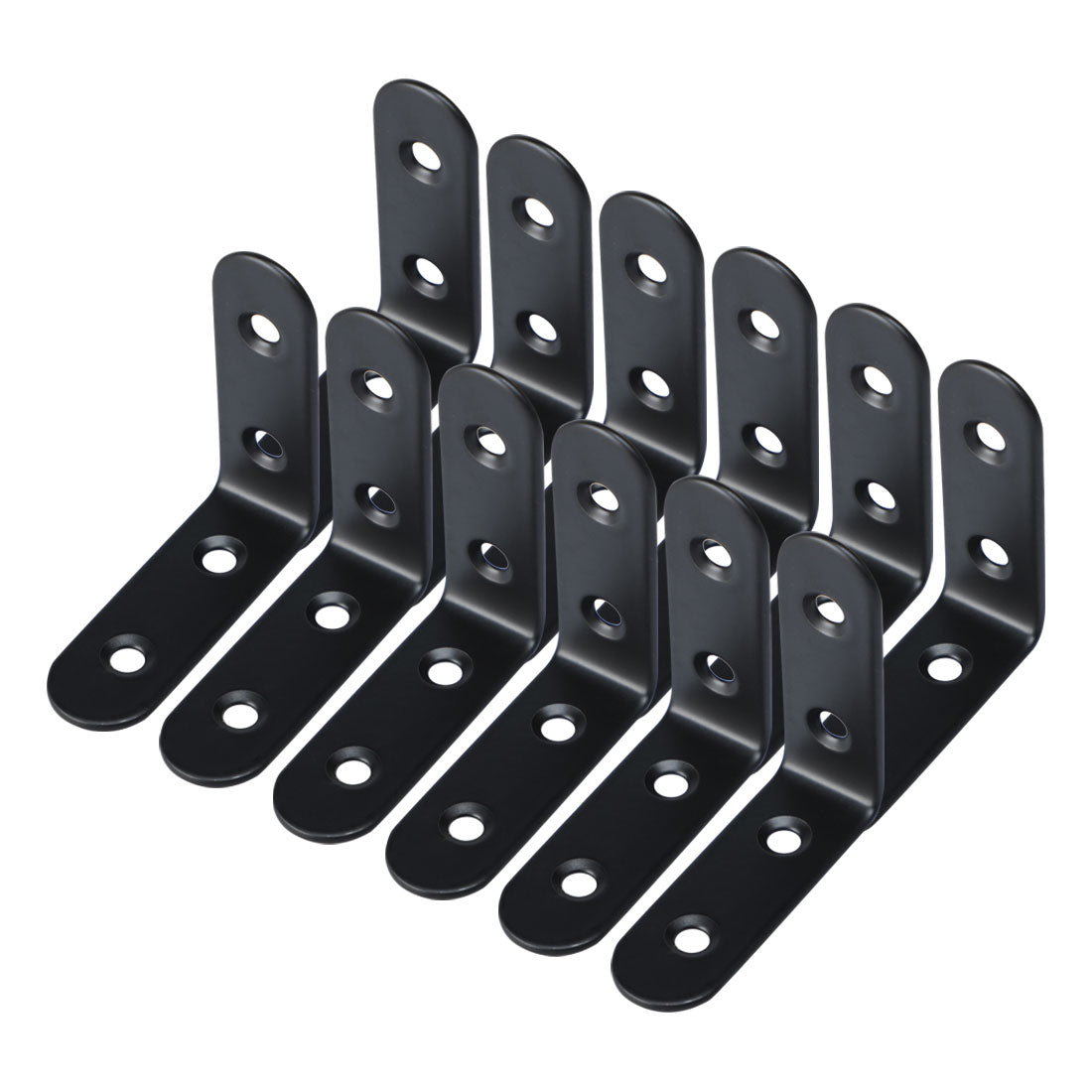 uxcell Uxcell Angle Bracket Metal Black Corner Brace Fastener Shelf Support w Screws, 12pcs