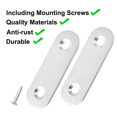 Harfington Uxcell Straight Bracket Stainless Steel Flat Brace Fastener Brackets w Screws 4pcs