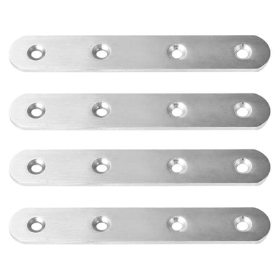 Harfington Uxcell Straight Bracket Stainless Steel Brace Fastener Brackets w Screws, 4pcs