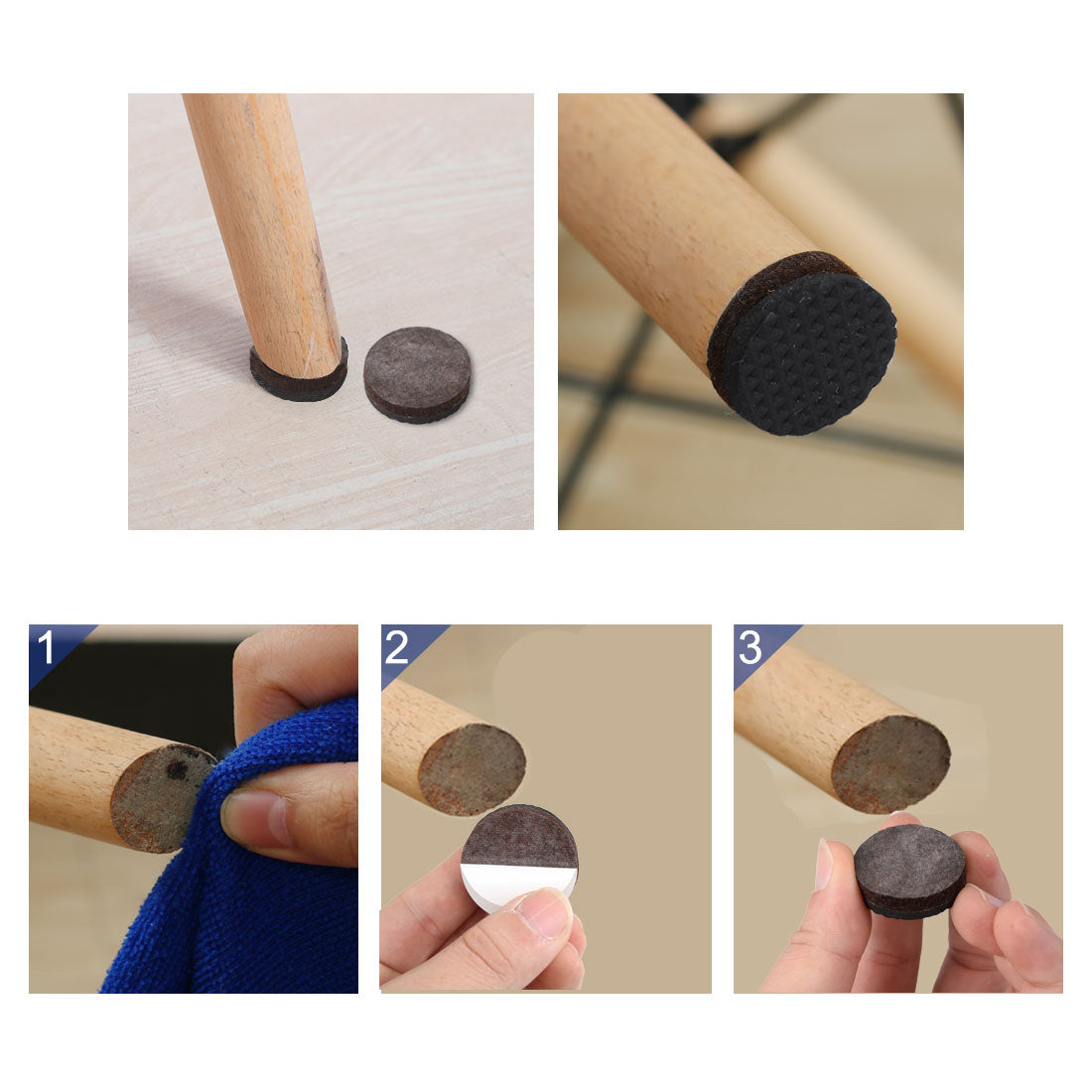 uxcell Uxcell Furniture Felt Pads Grippers Round Self Stick Slip Scratch Resistant Protector