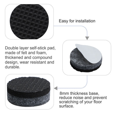 Harfington Uxcell Furniture Felt Pads Grippers Round Self Stick Slip Scratch Resistant Protector