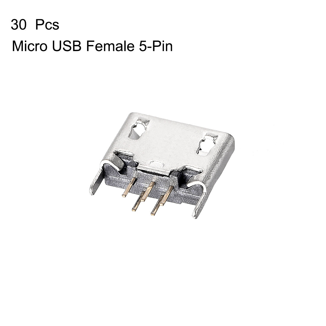 uxcell Uxcell 30PCS Micro USB Female Socket Connector Jack, 5-Pin DIP 180 Degree, Replacement Adapter