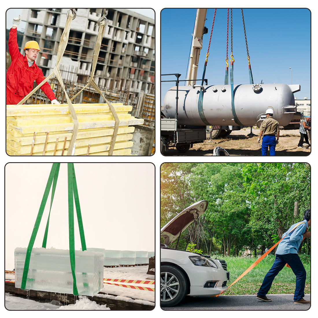 uxcell Uxcell Lift Strap 2 x 9.8 Web Lifting Straps 4409lbs Capacity for Construction Rigging Moving Towing Hoisting Work Gear Green