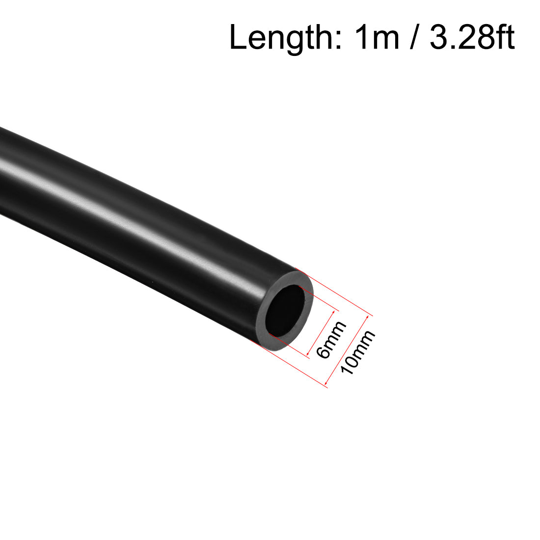 uxcell Uxcell Silicone Tubing 6mm ID X 10mm OD 3.28ft 1m Silicon Rubber Tube Air Hose Pipe for Pump Transfer Black