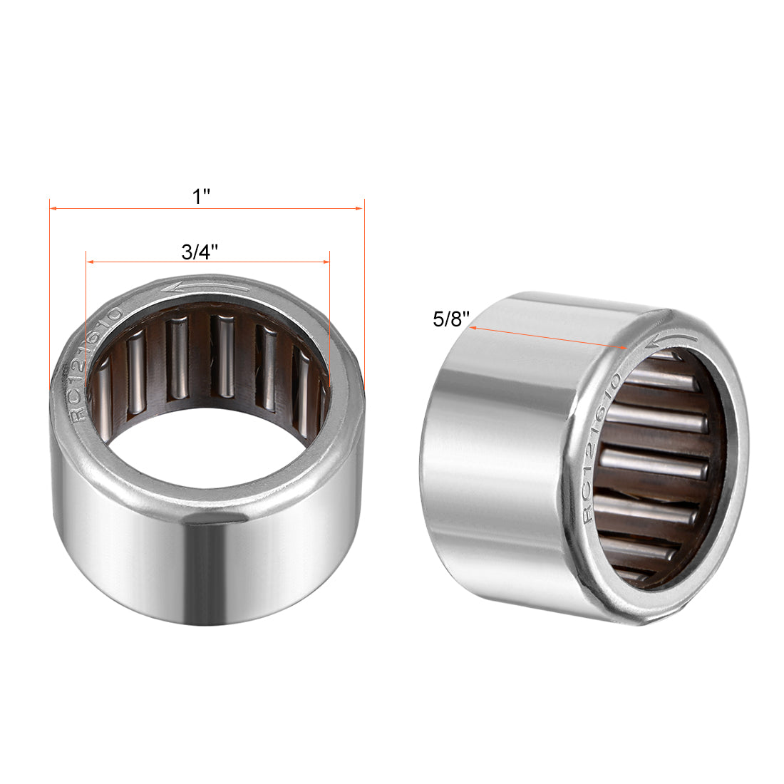 uxcell Uxcell Needle Roller Bearings, Chrome Steel Needles One Way Clutch Bearing Red, Inch,