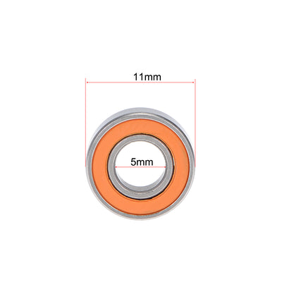 Harfington Uxcell SMR115C-2OS Hybrid Ceramic Ball Bearing 5x11x4mm Stainless Steel Bearings 2pcs
