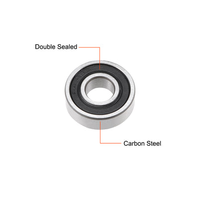 Harfington R4-2RS Ball Bearing 1/4"x5/8"x0.196" Double Sealed Carbon Steel Bearings 2pcs