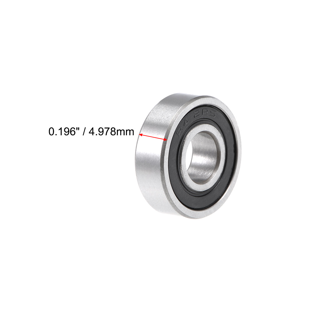 Harfington R4-2RS Ball Bearing 1/4"x5/8"x0.196" Double Sealed Carbon Steel Bearings 2pcs