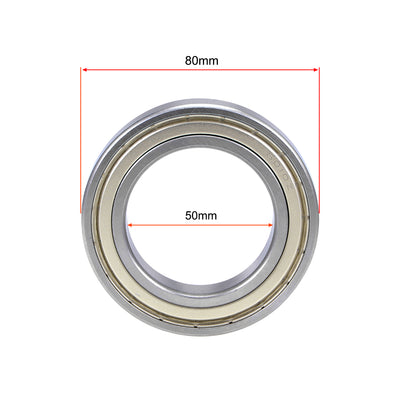 Harfington 6010ZZ Ball Bearing 50x80x16mm Double Shielded Carbon Steel Bearings