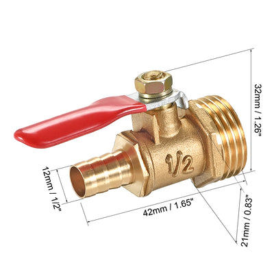 Harfington Brass Air Ball Valve Shut-off Switch Male to Hose Barb Pipe Tubing Fitting Coupler 180 Degree Operation Handle